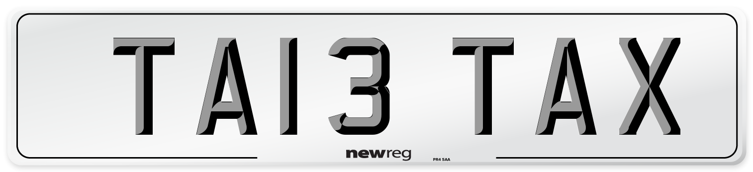 TA13 TAX Number Plate from New Reg